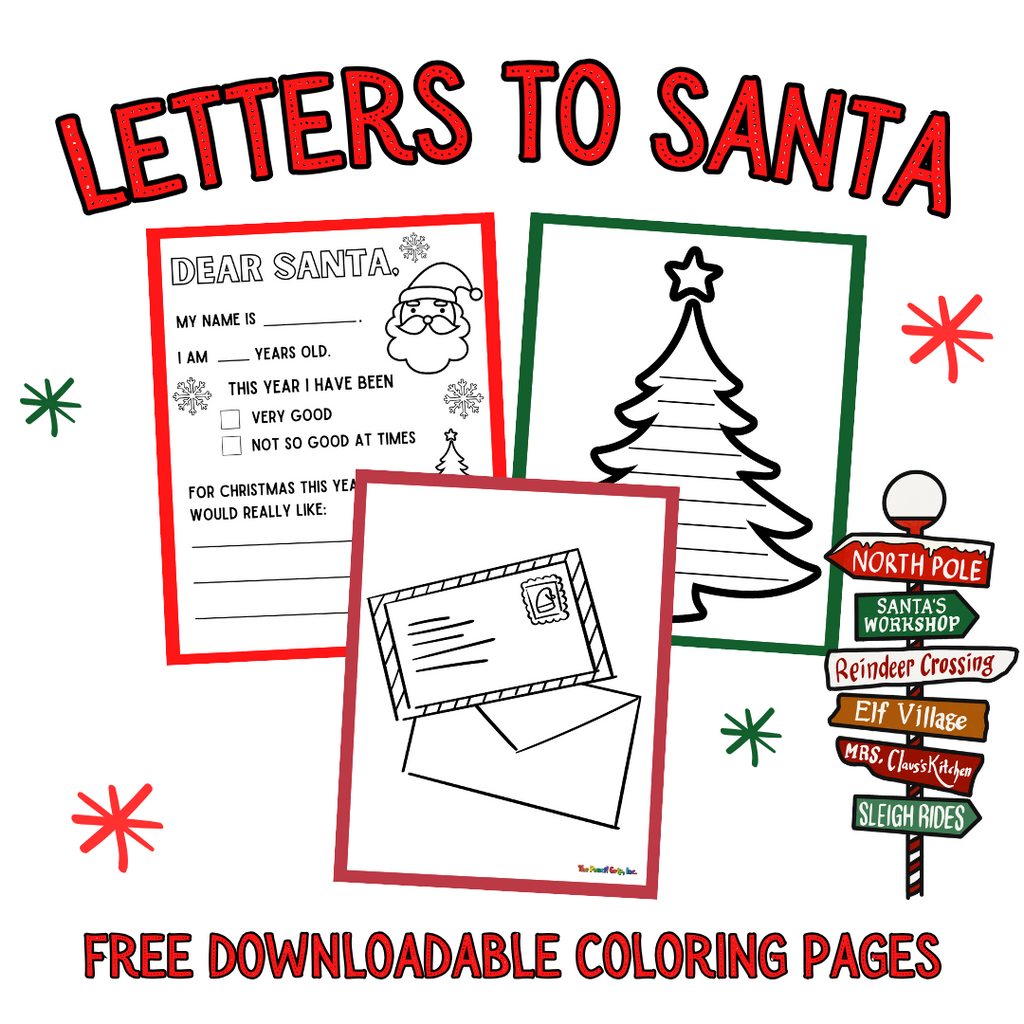 Festive Letters to Santa! Free Downloadable Coloring Pages!
