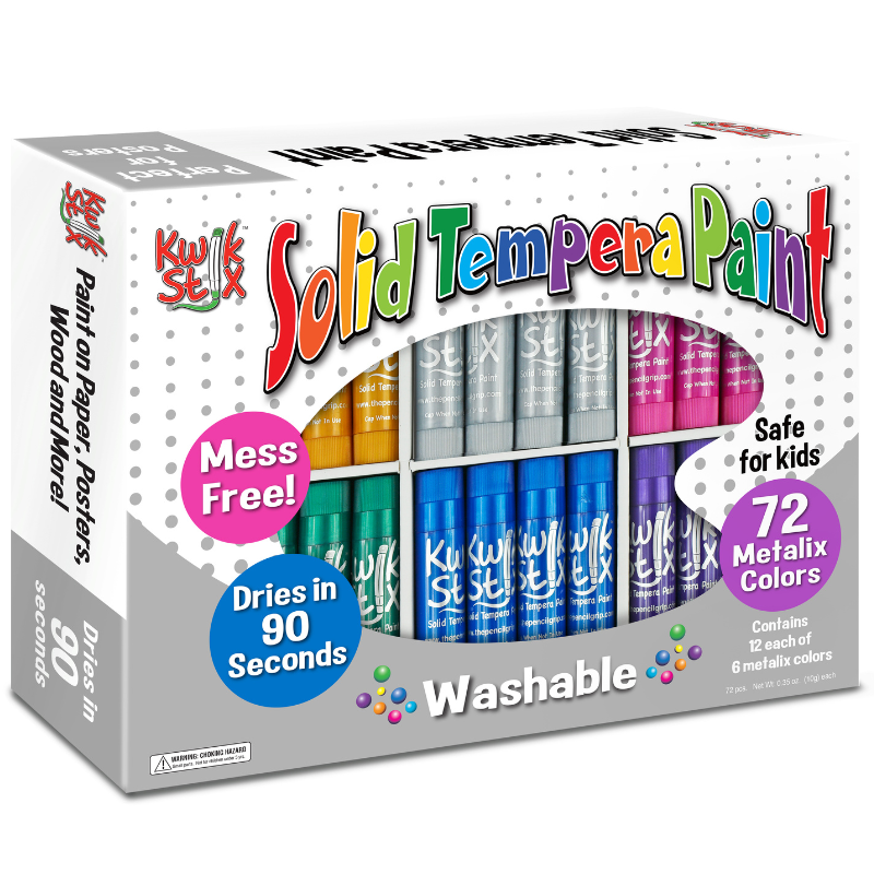 Kwik Stix Solid Tempera Paint Sticks, Class Pack Set of 72 Metallic Colors