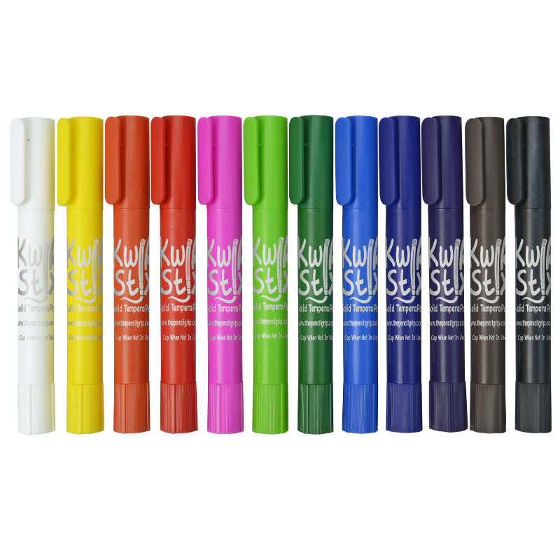 Thin Stix Solid Tempera Paint Sticks, Set of 12 Classic Colors