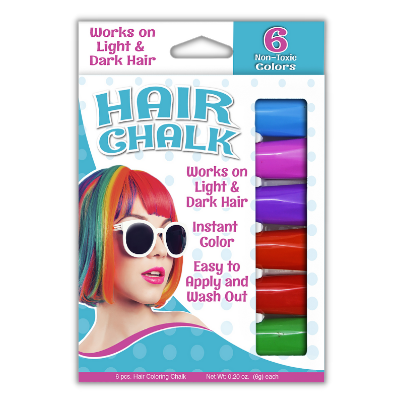 12 pack hair color chalk that works on light and dark hair, gives instant color and easy to apply and wash out