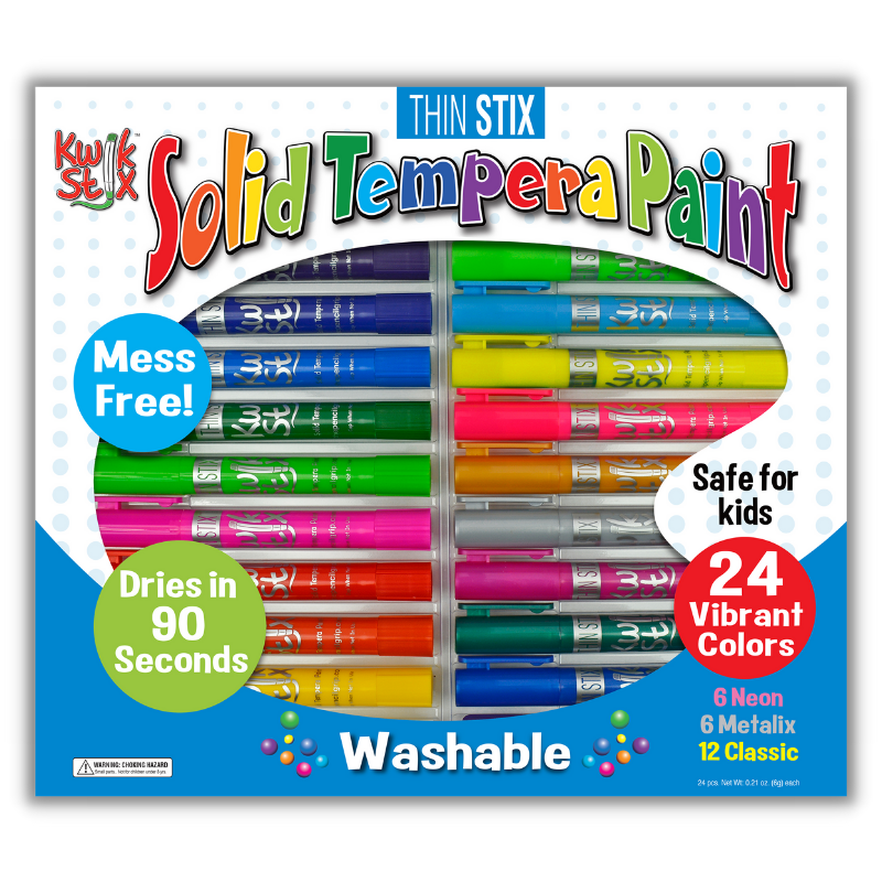 24 pack solid tempera paint sticks thin stix