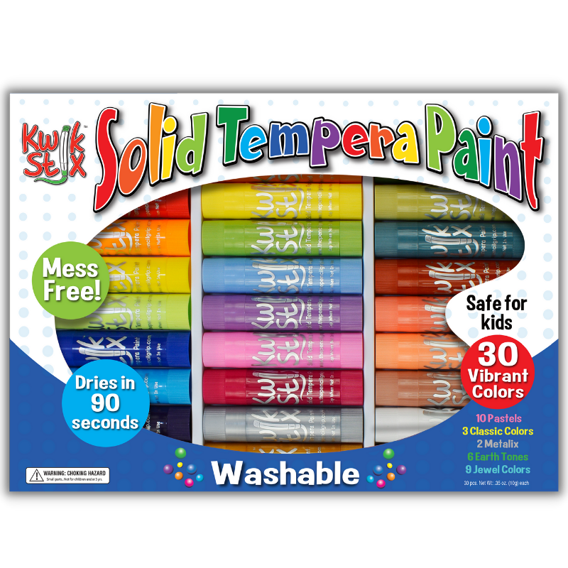 30 pack washable solid tempera paint sticks kwik stix