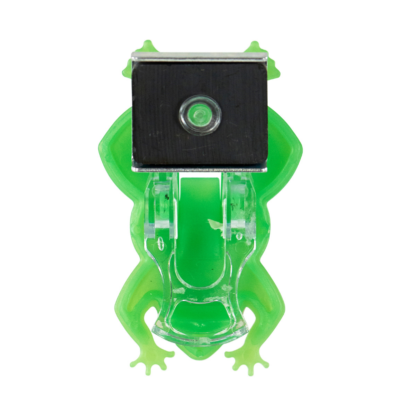green frog shaped magnetic clip from back