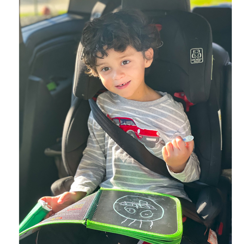 travel daily doodler reusable activity book child using in car