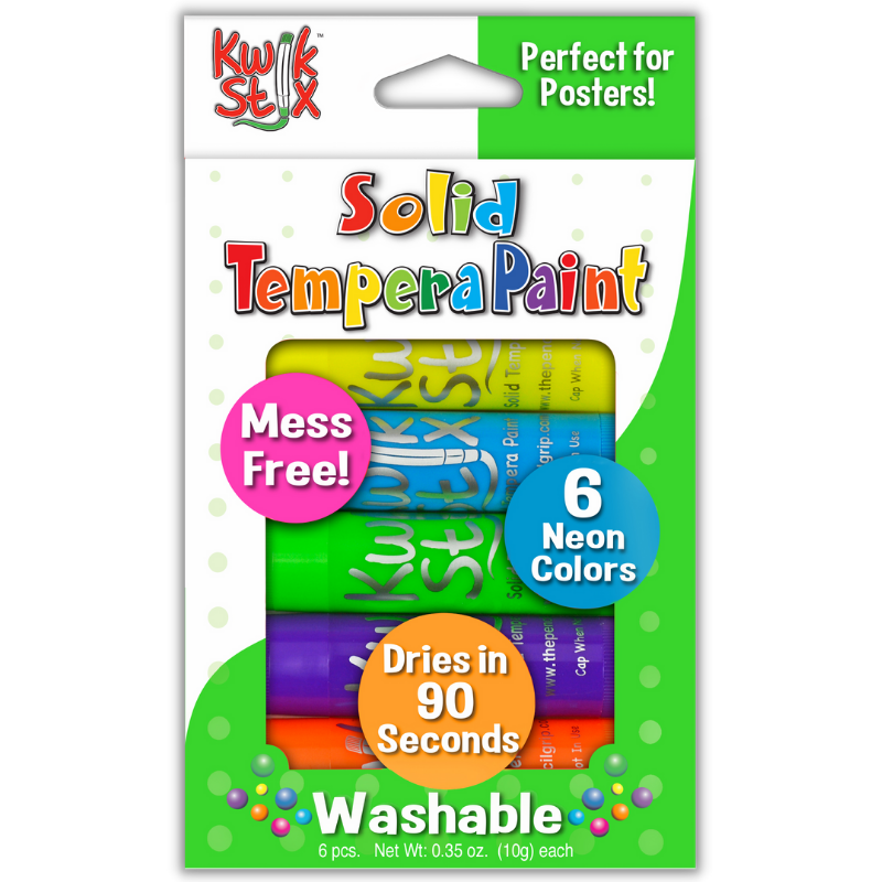 Kwik Stix™ Solid Tempera Paint Sticks, Primary Colors, 6 Per Pack, 6 Packs  - Zuma