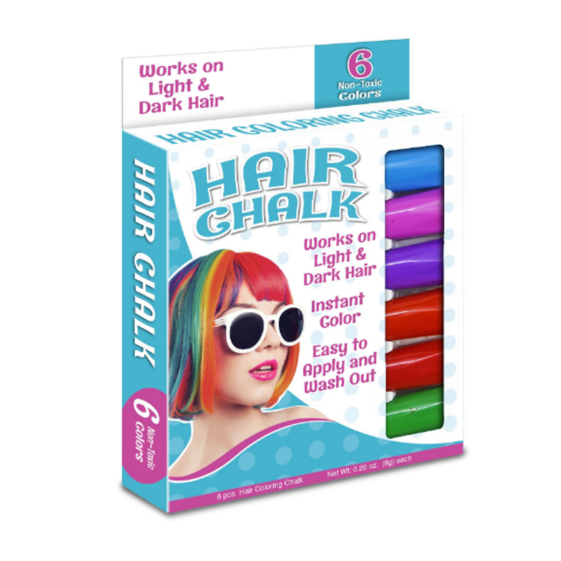6 pack hair color chalk that works on light and dark hair, gives instant color and easy to apply and wash out