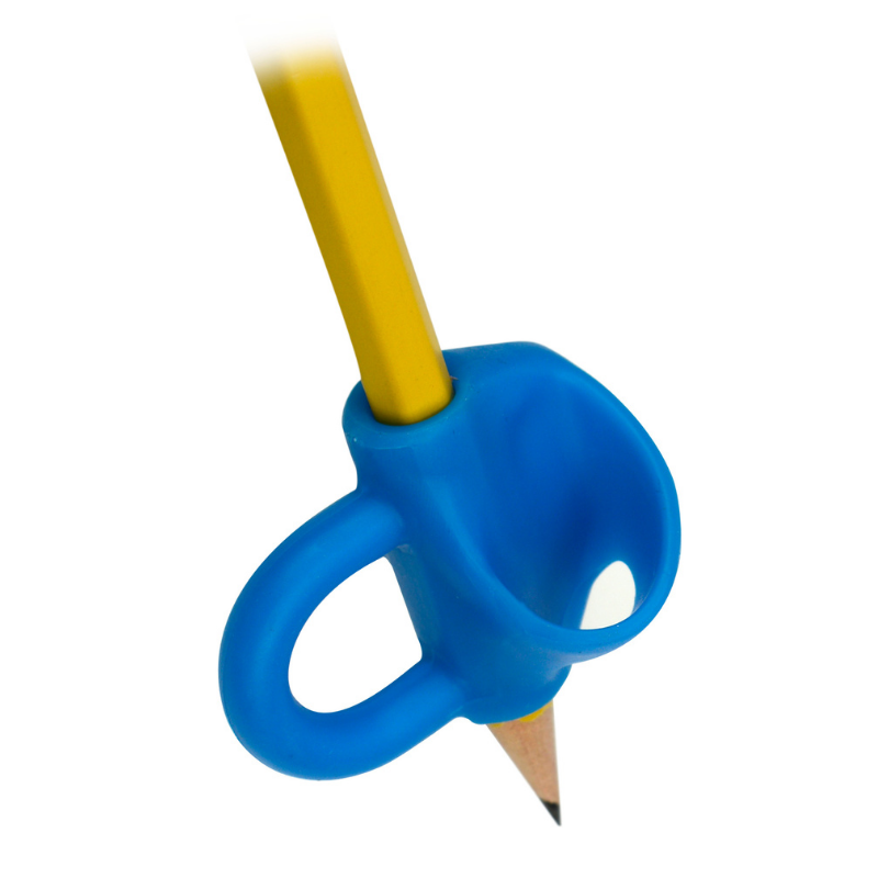 blue grip on pencil