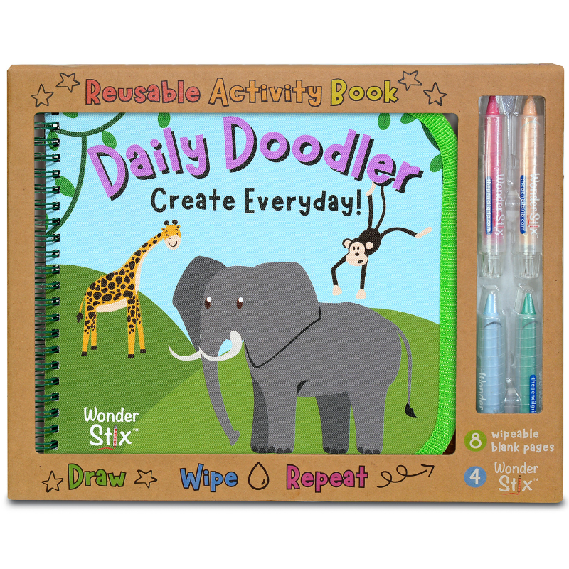wild animals daily doodler reusable activity book