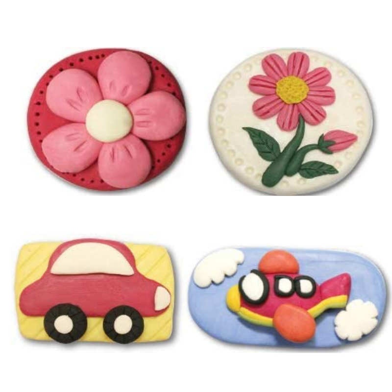 flowers, car and airplane soap clay