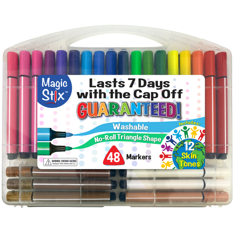 The Pencil Grip Magic Tri Stix, Non-Toxic and Washable Markers For Kids, 24  Assorted Stix Markers, TPG-397