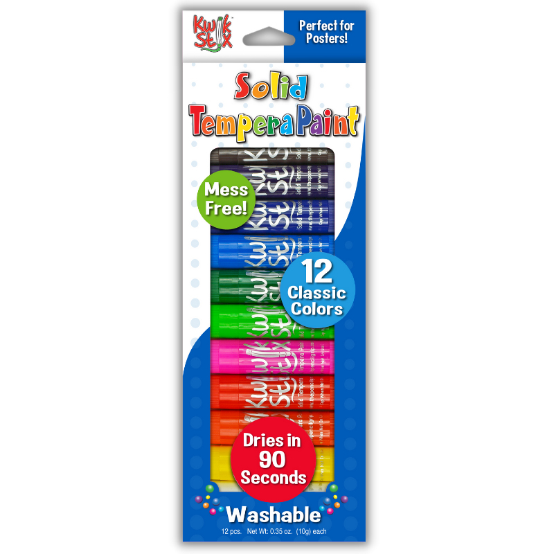 Colorations® Tempera Paint Sticks, Set of 12 Classic Colors