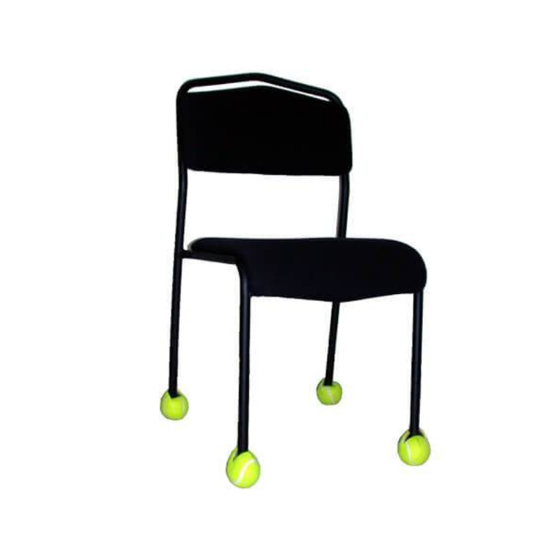 tennis balls on chair to protect floor 