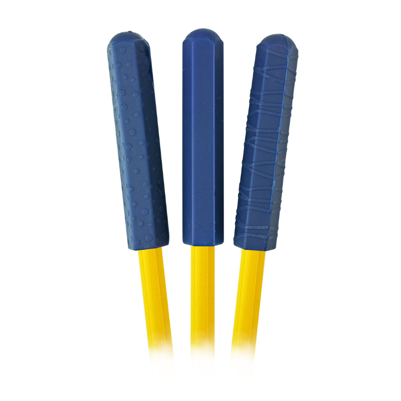blue chewberz chewable silicone pencil toppers