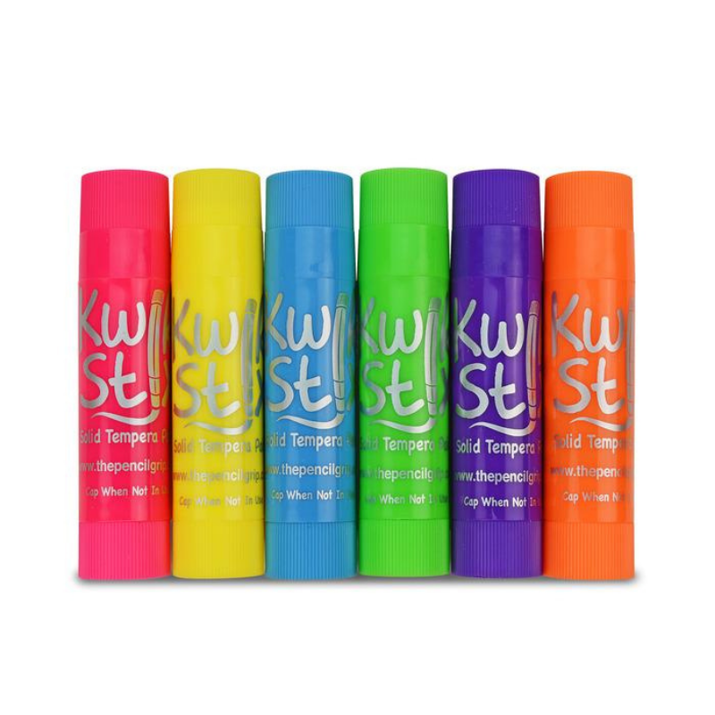 Kwik Stix Solid Tempera Paint Sticks, Set of 6 Neon Colors