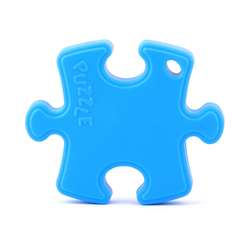 silicone puzzle piece blue teether
