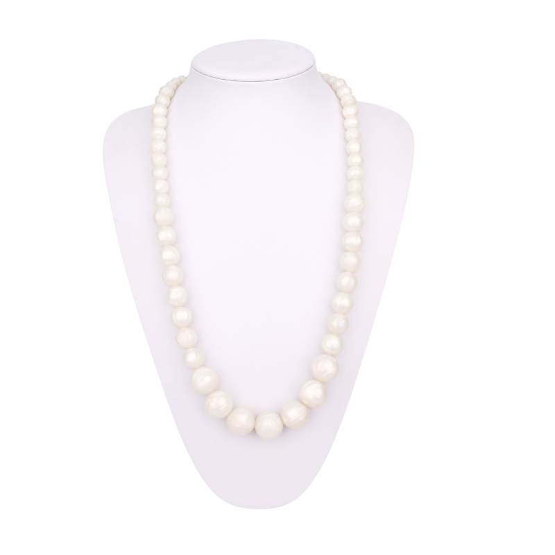 silicone white round beaded teething necklace