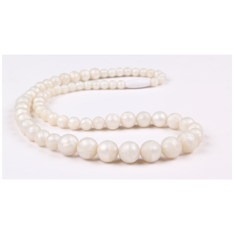 silicone white round beaded teething necklace
